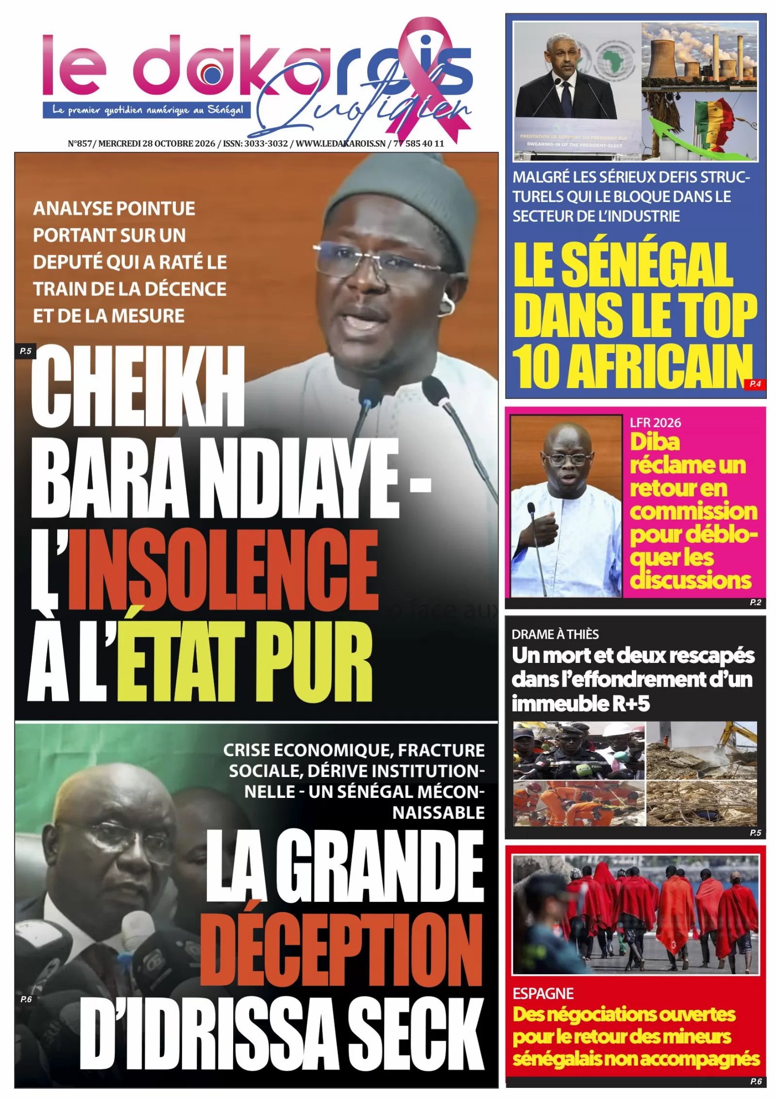 Le Dakarois Quotidien N°857 – 28/10/2026