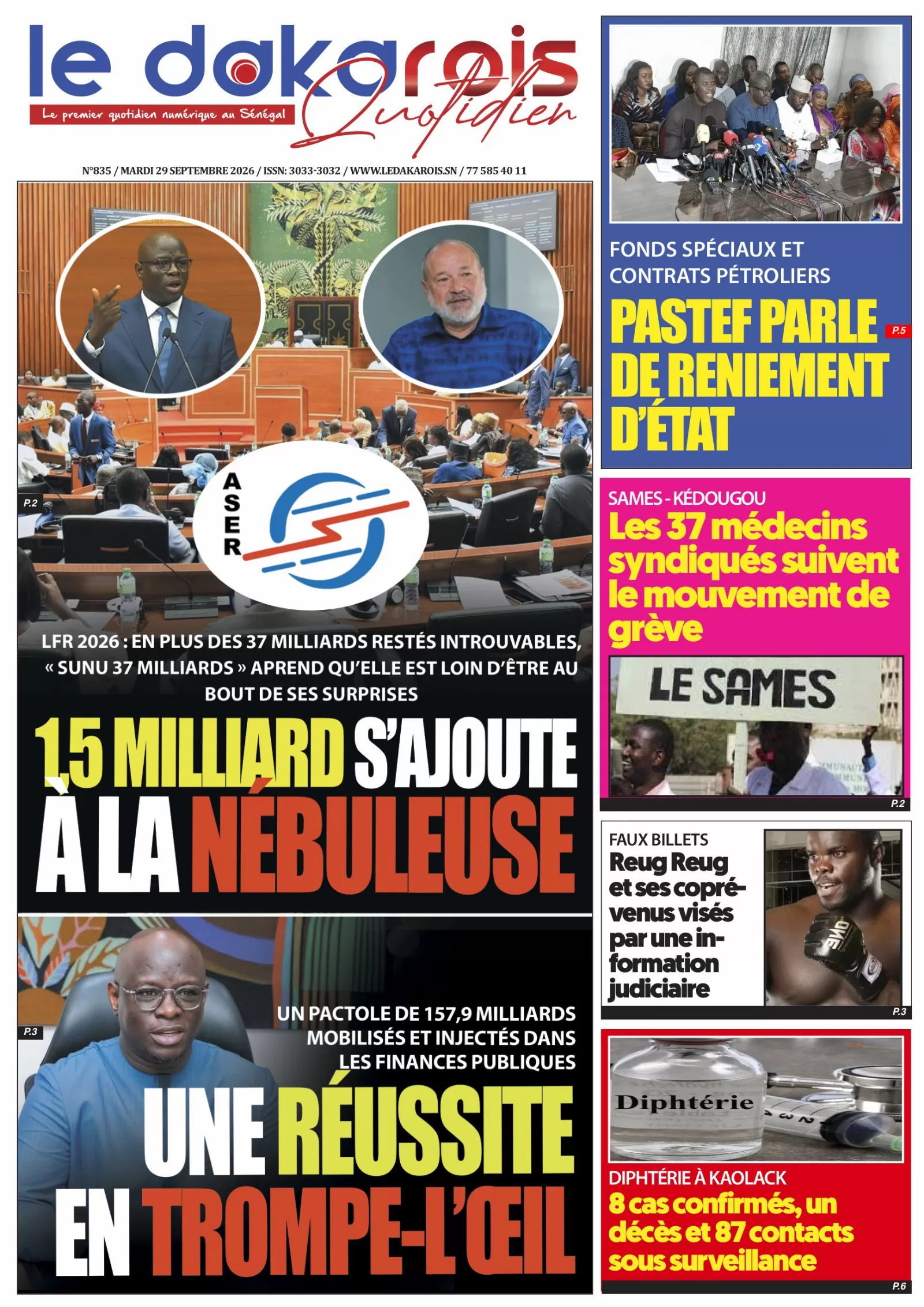 Le Dakarois Quotidien N°835 – 29/09/2026