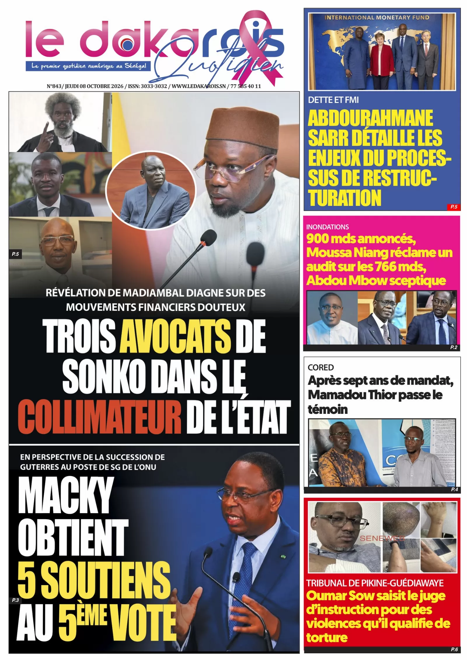 Le Dakarois Quotidien N°843 – 08/10/2026
