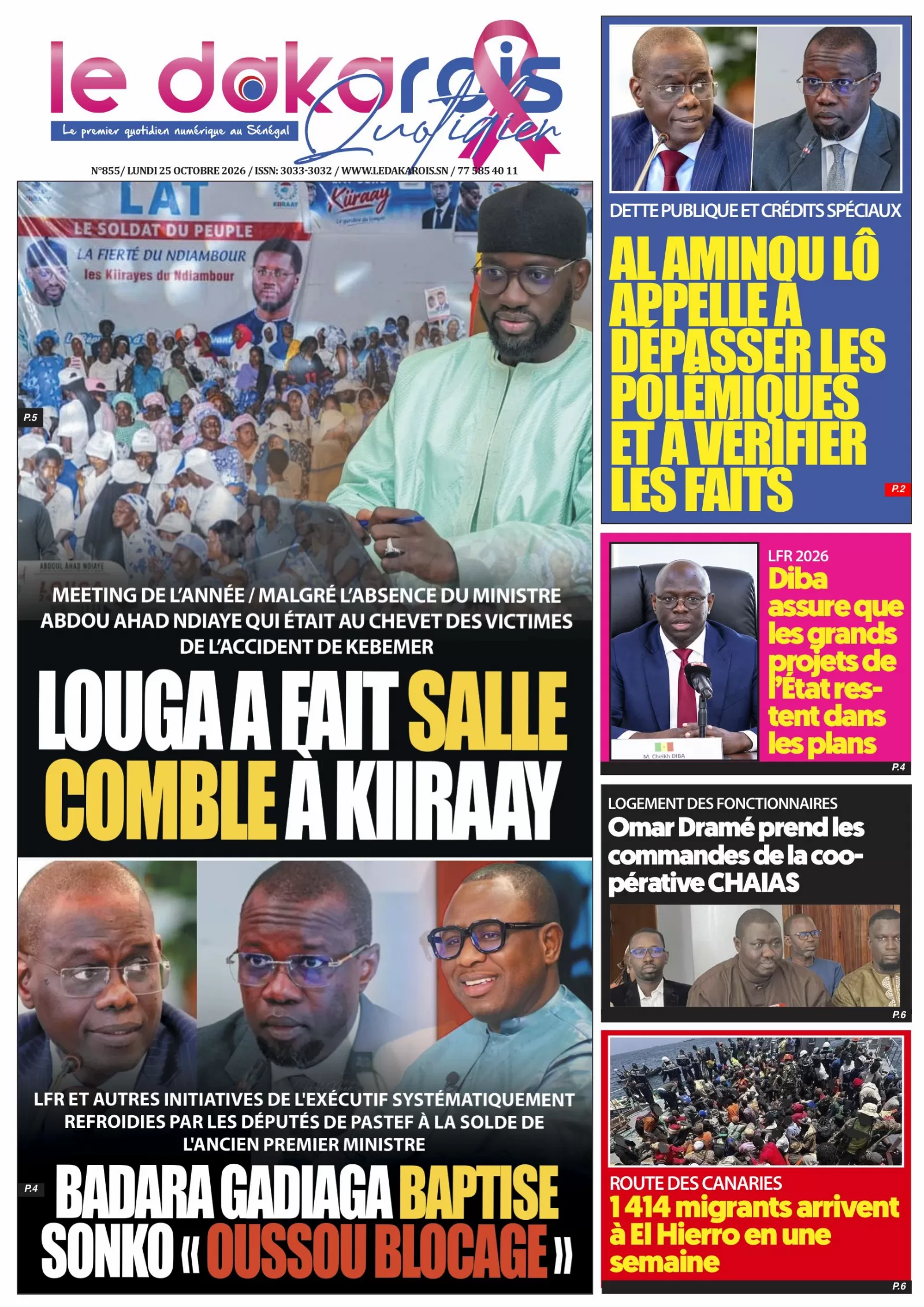 Le Dakarois Quotidien N°855 – 25/10/2026