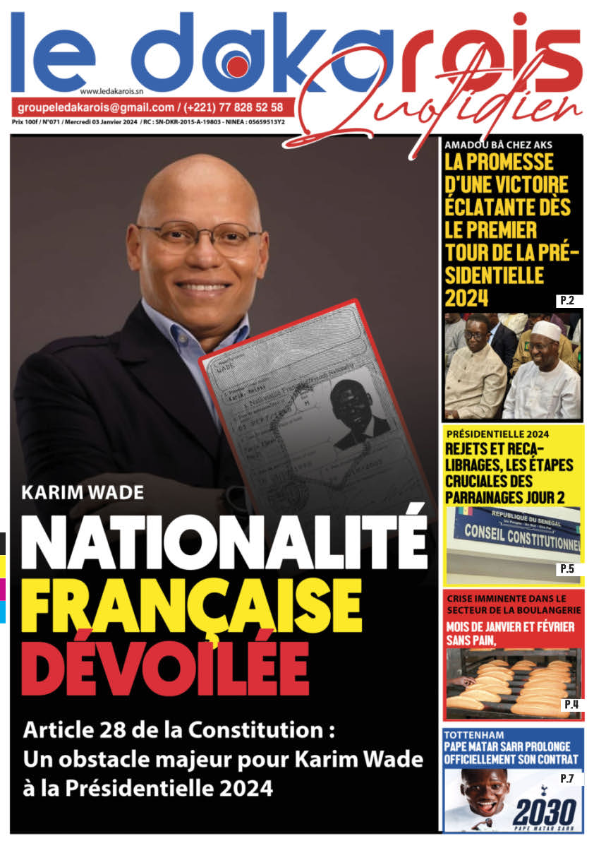 Le Dakarois Quotidien N°071 – du 03/01/24