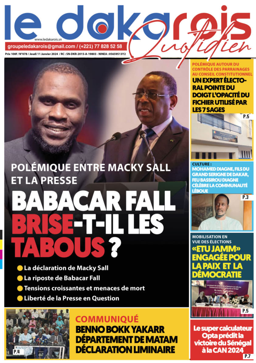 Le Dakarois Quotidien N°078 – du 11/01/24