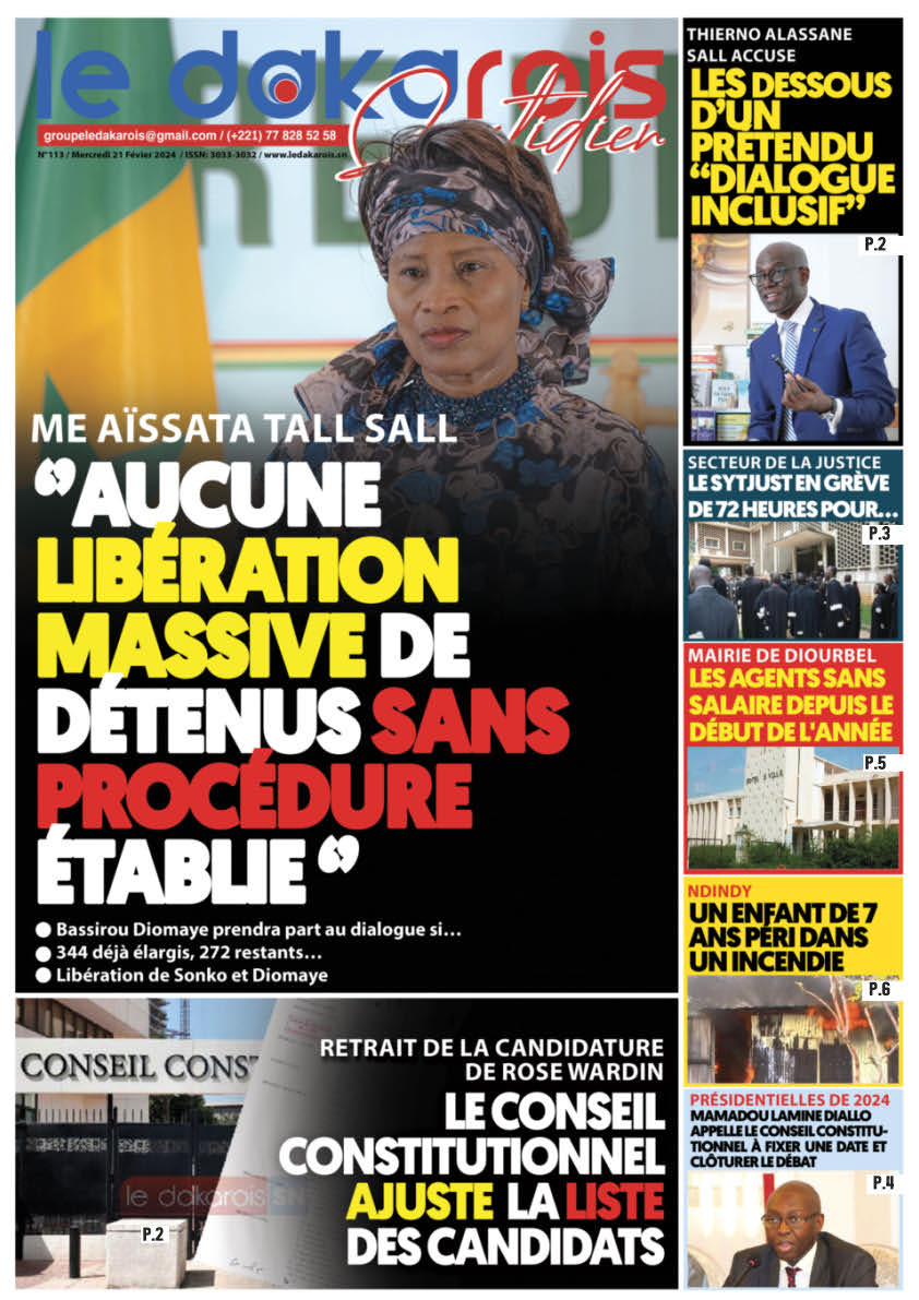 Le Dakarois Quotidien N°113 – du 21/02/24