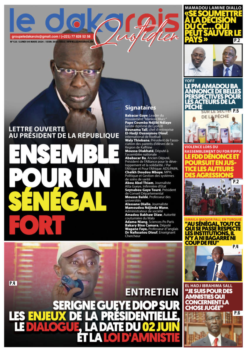 Le Dakarois Quotidien N°123 – du 04/03/24