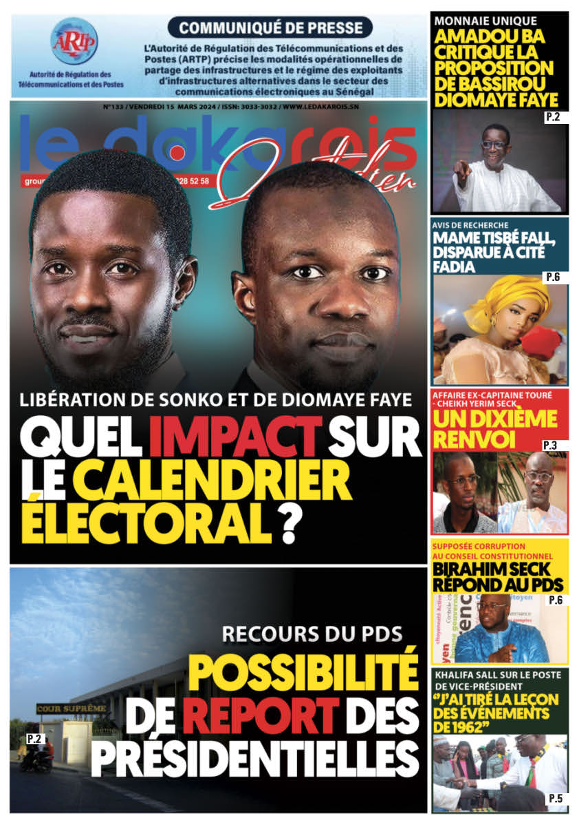 Le Dakarois Quotidien N°133 – du 15/03/24