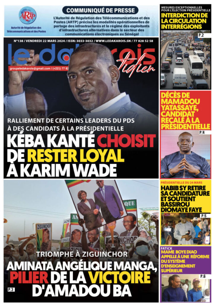 Le Dakarois Quotidien N°138 – du 22/03/24