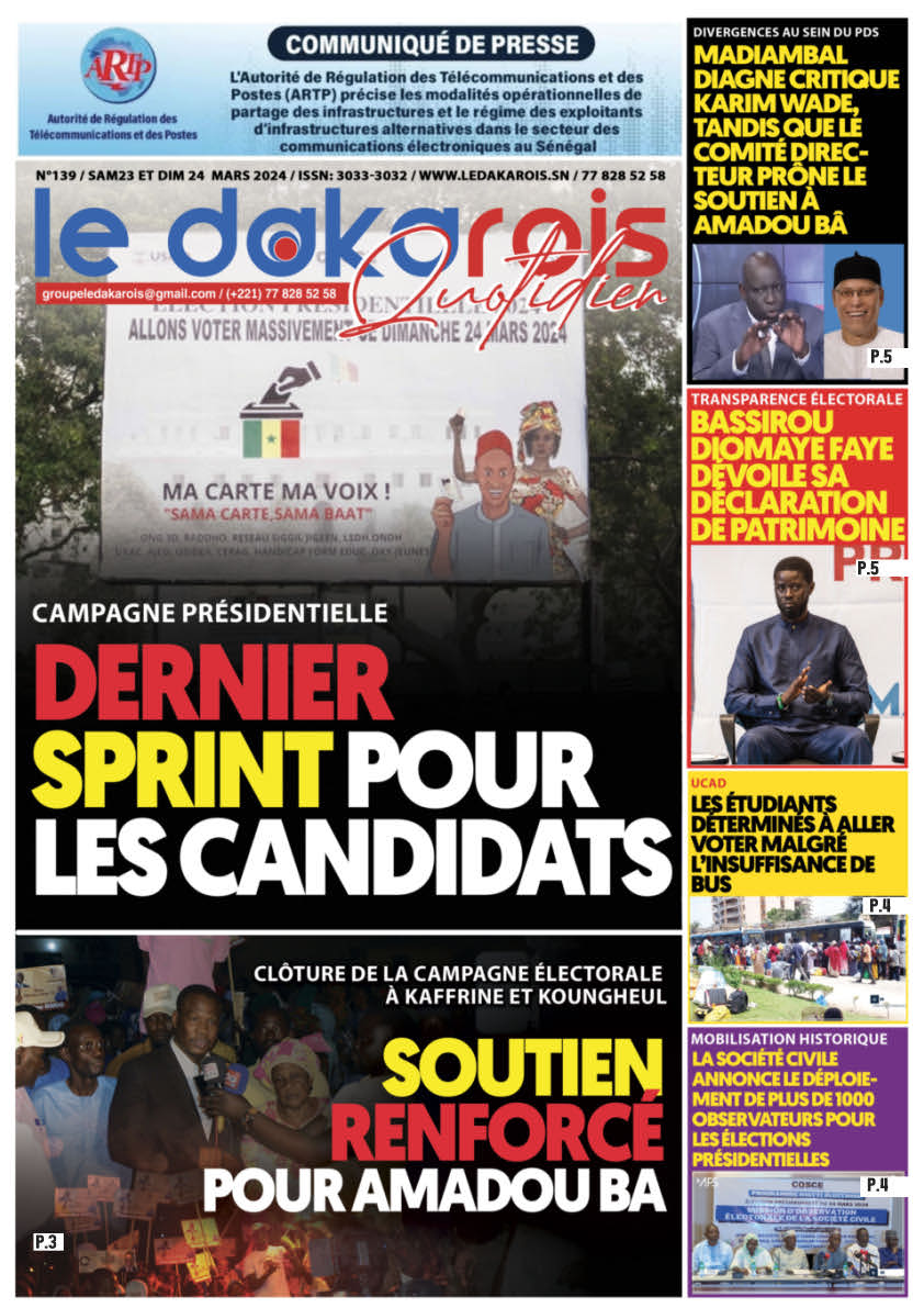 Le Dakarois Quotidien N°139 – du 23 et 24/03/24