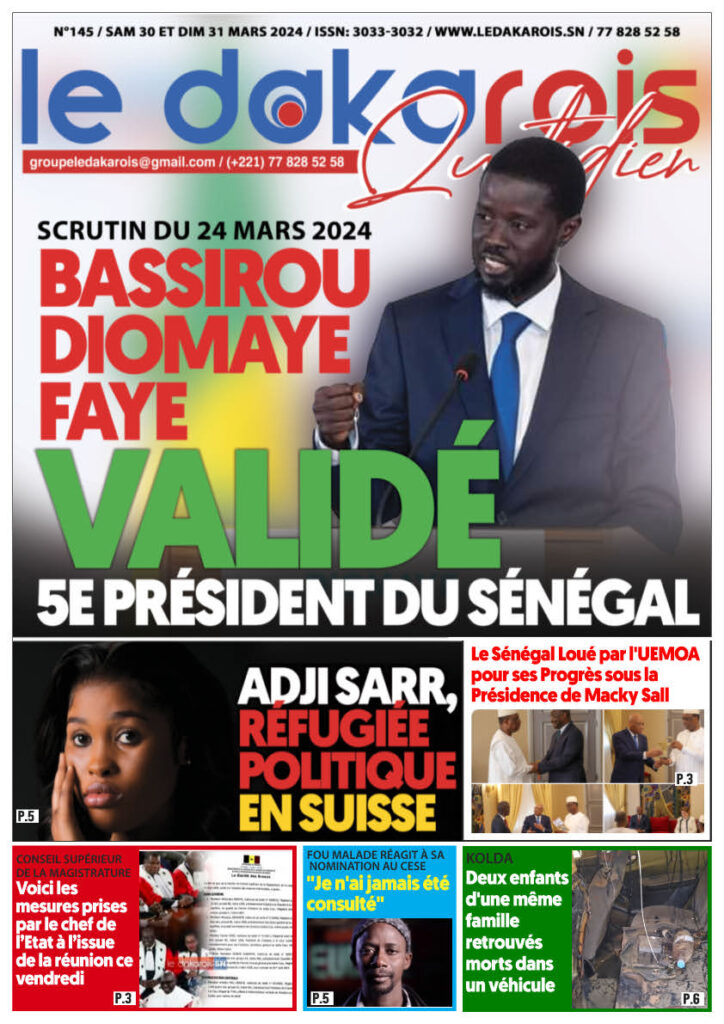 Le Dakarois Quotidien N°145 – du 30 et 31/03/24