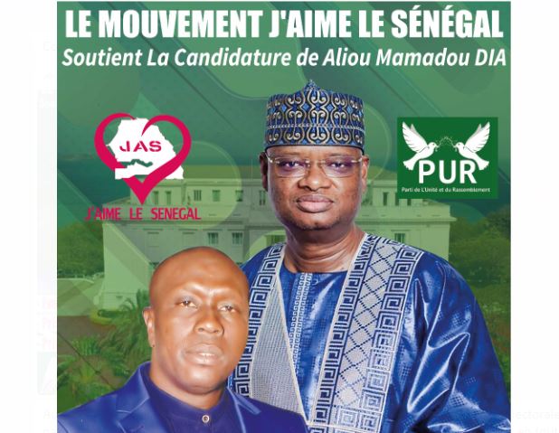 Le mouvement "J'aime le Sénégal" endosse Aliou Mamadou DIA du PUR pour la Présidentielle 2024