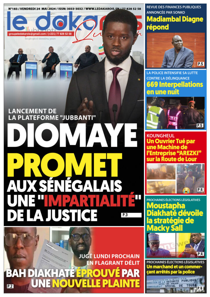 Le Dakarois Quotidien N°183 – du 24/05/2024