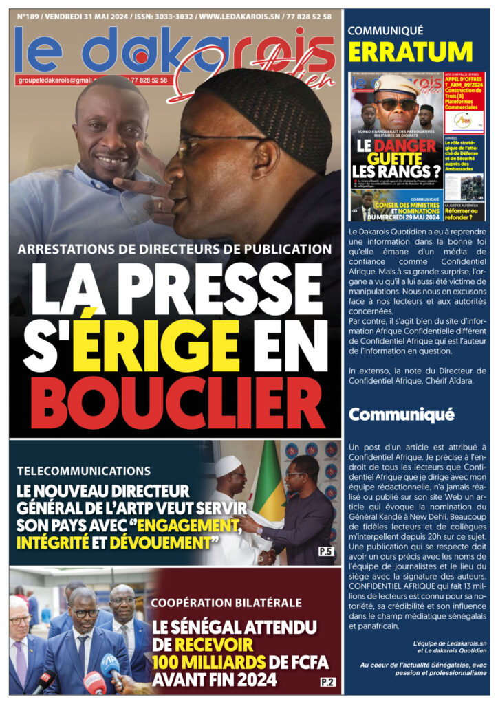 Le Dakarois Quotidien N°189 – du 31/05/2024