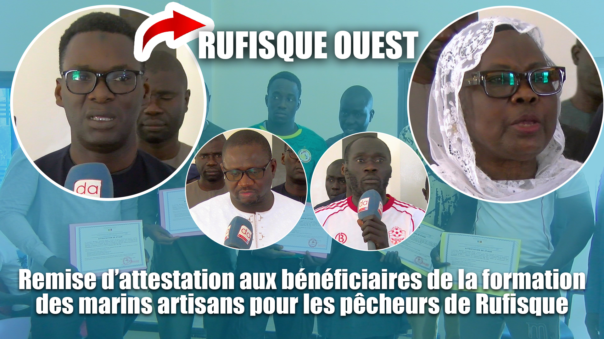 Remise d'attestation aux bénéficiaires de la formation des marins artisans pour les pêcheurs de Rufisque.