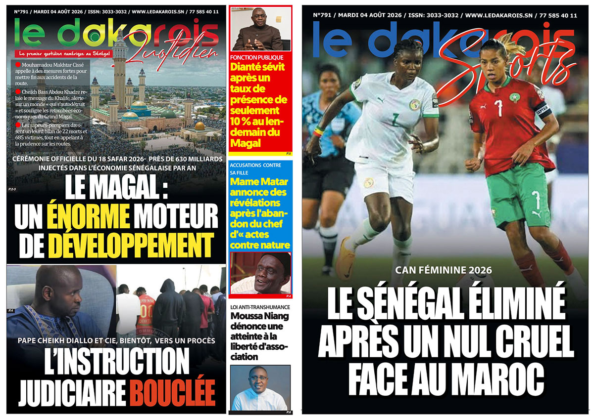 Le Dakarois Quotidien & Le Dakarois Sports N°791 – 04/08/2026