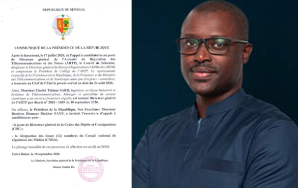 ARTP : Cheikh Tidiane Sarr nommé Directeur général